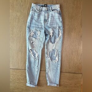 BDG High Rise Mom Jean Light Wash Distressed 25